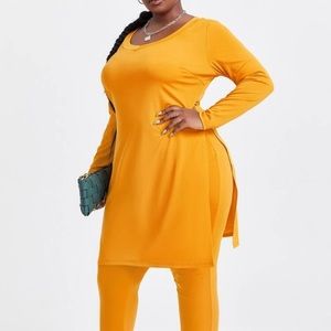 SHEIN SXY plus split hem longline tee and pants
